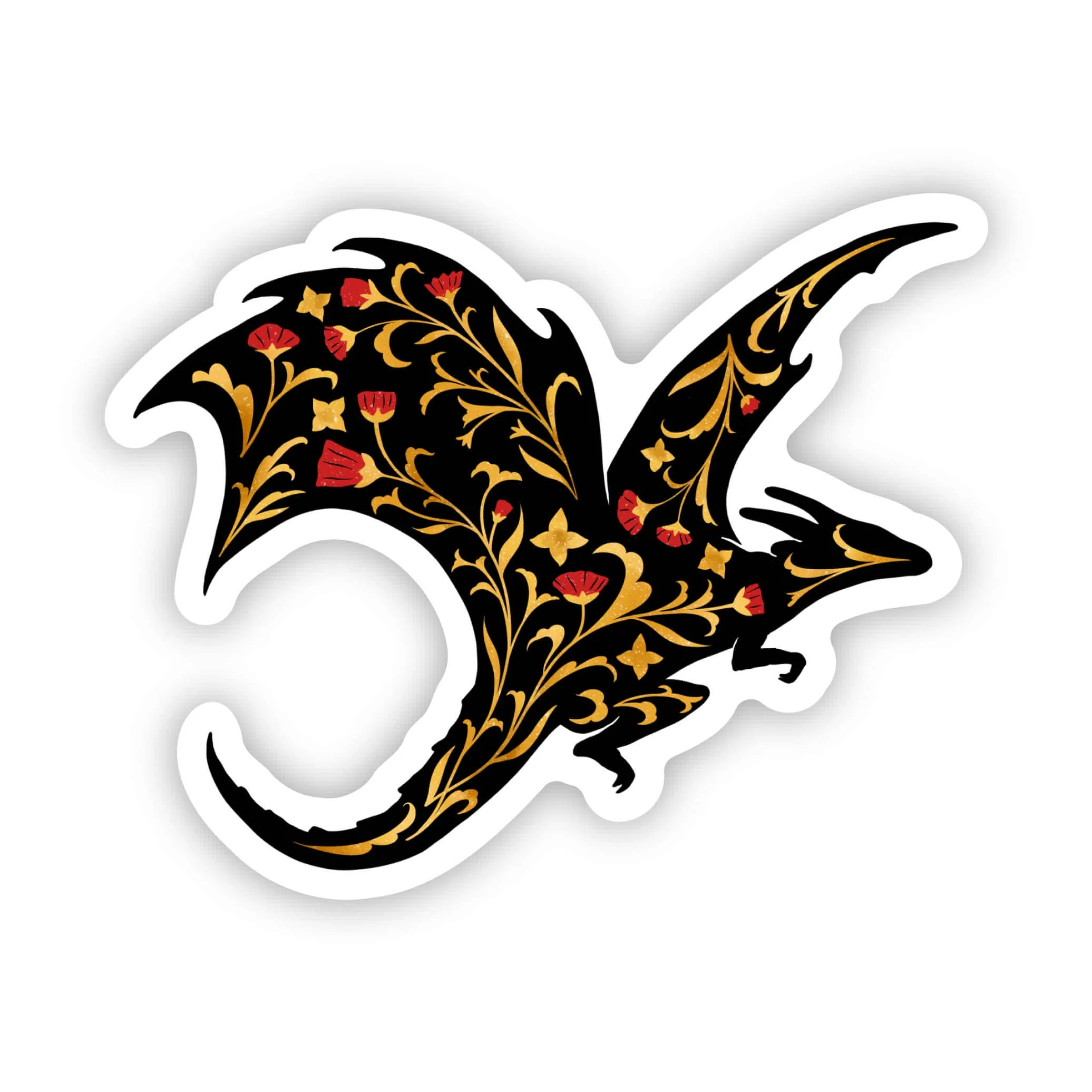Big Moods - Gold & Red Flower Dragon Sticker