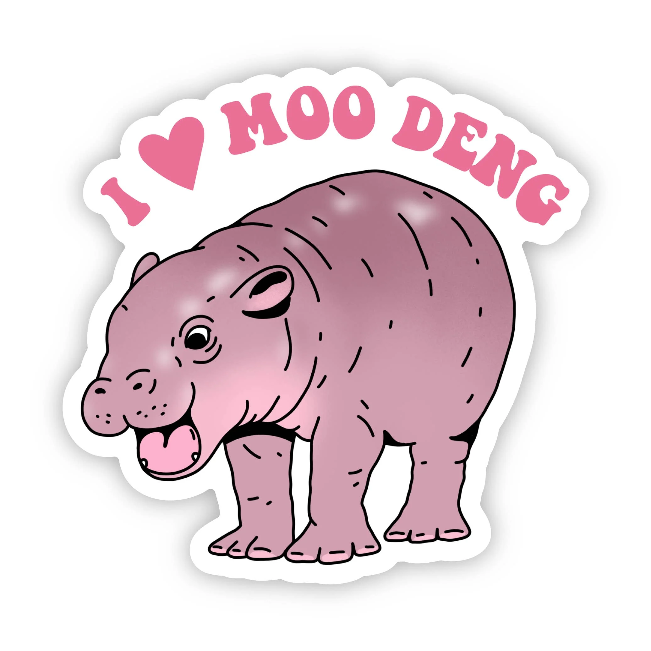 Big Moods: I Love Moo Deng Hippo Sticker