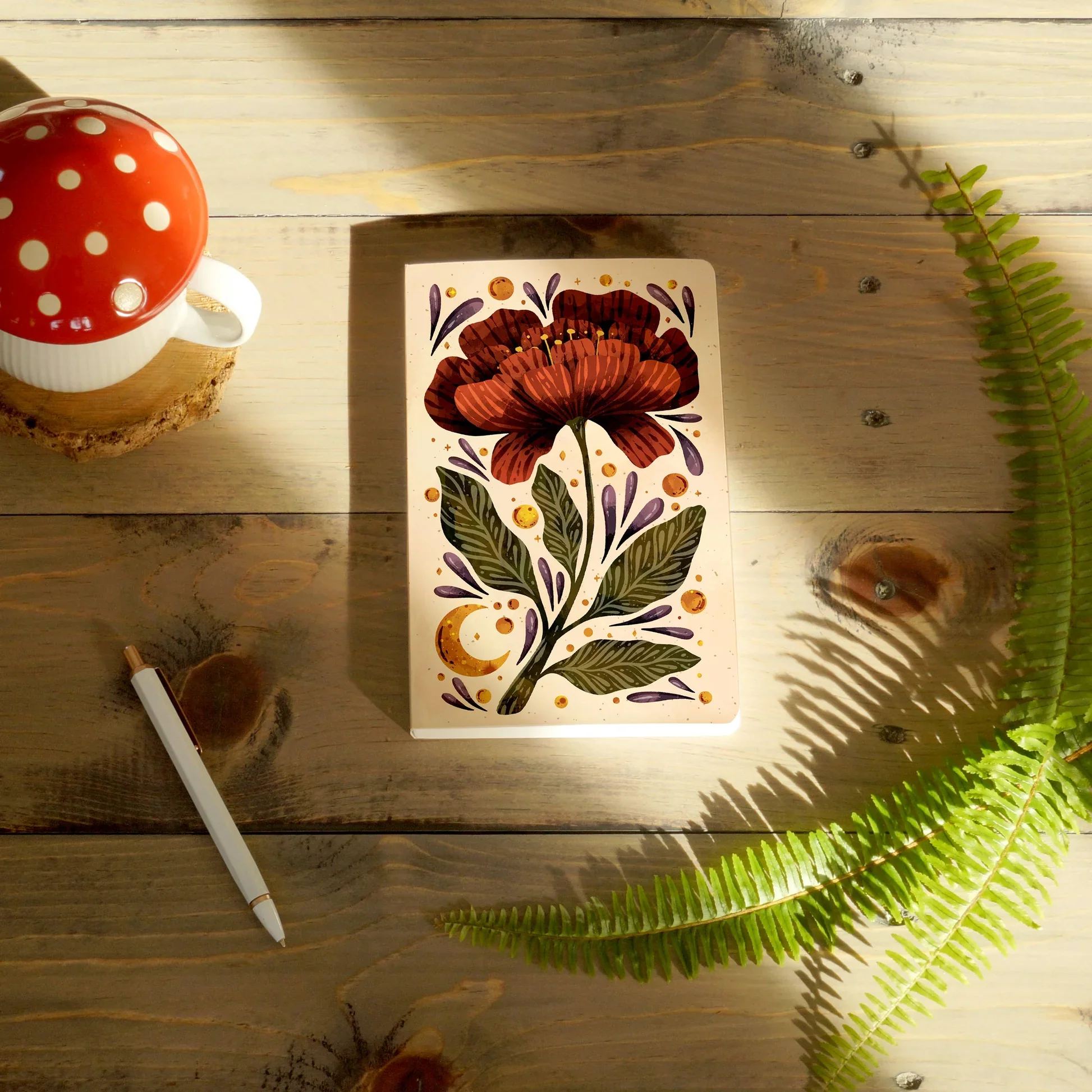 Denik: Burgundy Bloom Classic Layflat Notebook