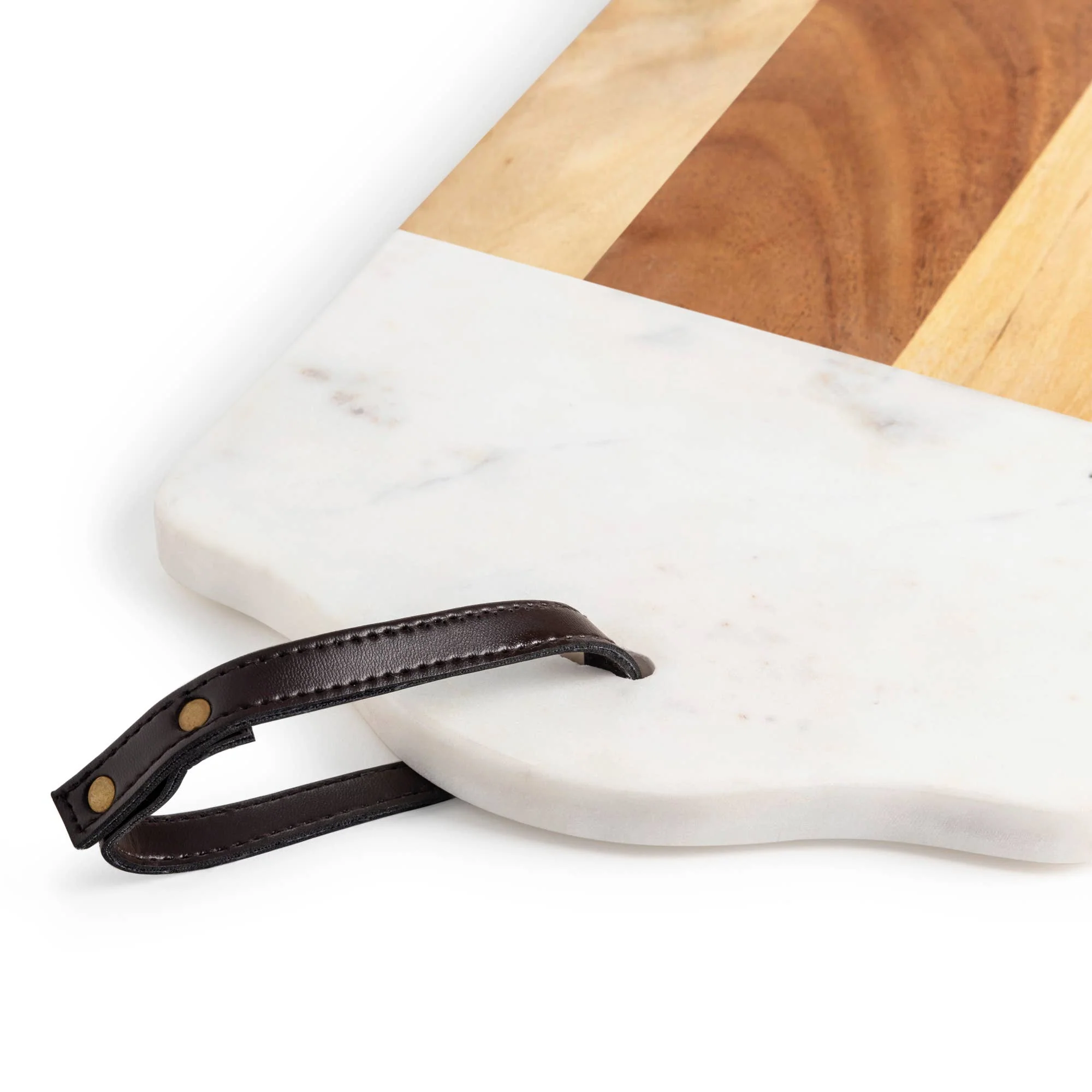 Gauri Kohli: Darvaza Marble & Wood Cutting Board - 18" L x 8.75" W - Image 6