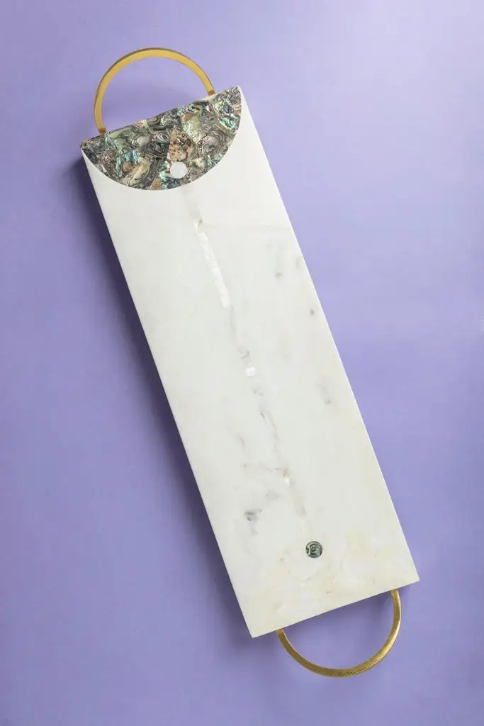 Gauri Kohli: Volga Marble Cheese Board - 18.0" x 6.0" - Image 2