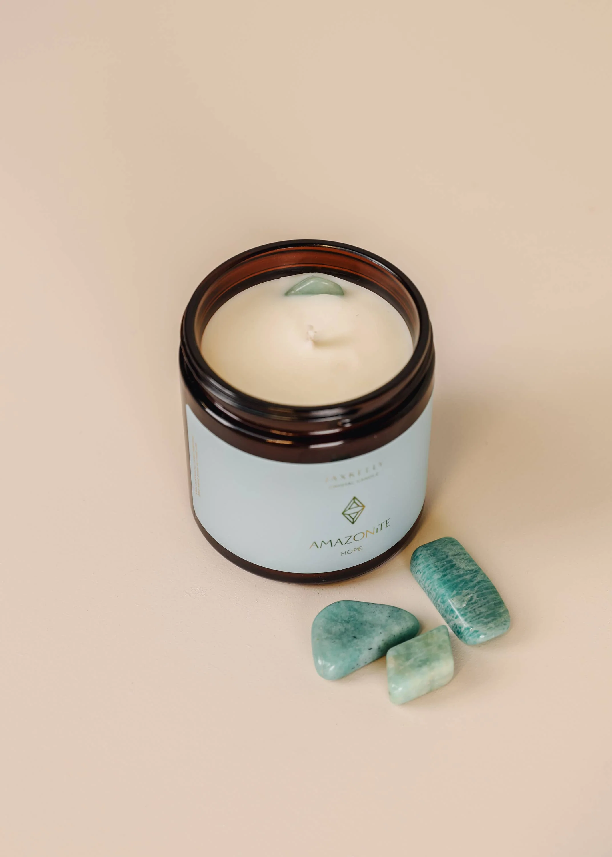 JaxKelly: 4oz Amber Crystal Candles - Amazonite - Hope - Image 2