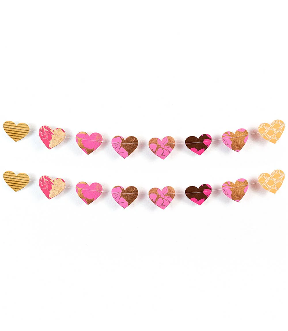 Matr Boomie Fair Trade: Hearts Recycled Paper Garland - Eco Friendly Tree Free Decor