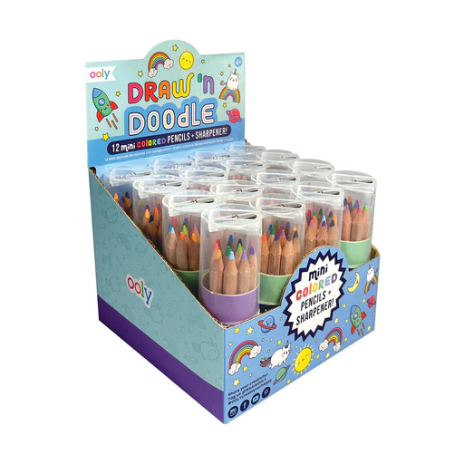 OOLY: Draw 'n' Doodle Mini Colored Pencils + Sharpener - Set of 12
