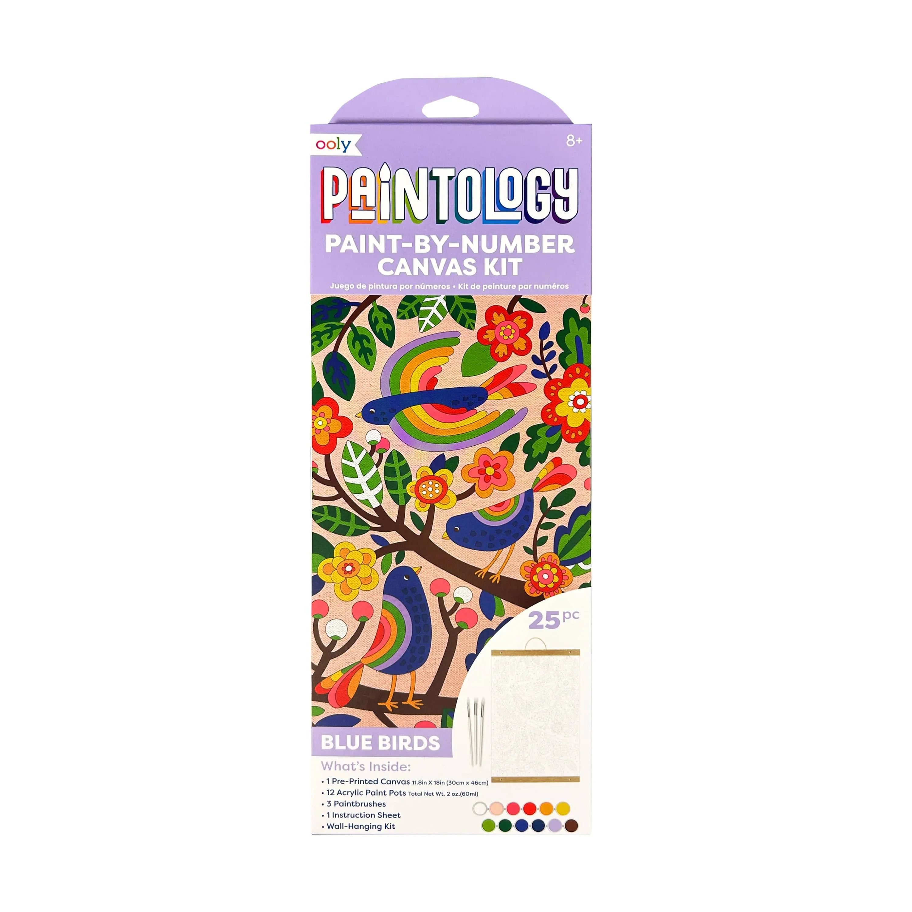 OOLY: Paintology Paint By Number Canvas Kit - Blue Birds 25 PC Set