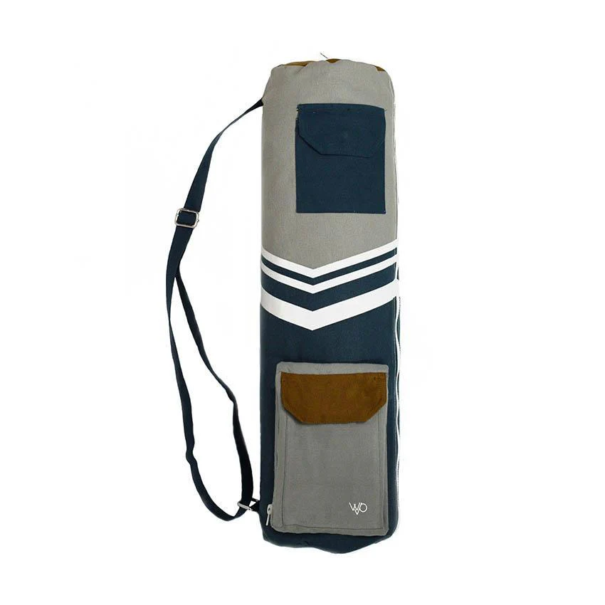 West Path: Yoga Mat Bag Organic Cotton Fair Trade Blue Grey - Image 2